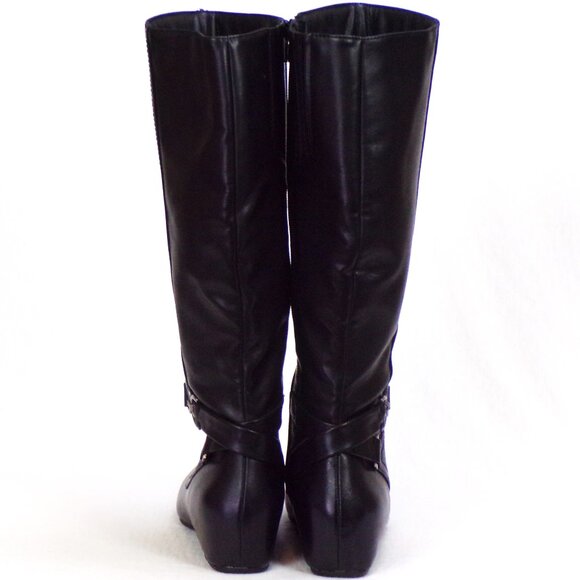 YÜÜ size 5.5M TASHA black flat-heel motorcycle boots leather look all synth. mat - Picture 7 of 13